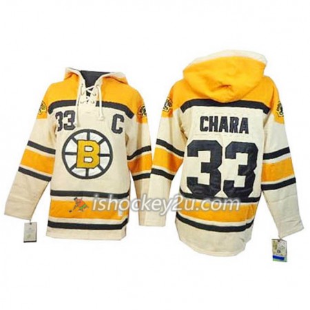 Mænd NHL Boston Bruins Zdeno Chara 33 Cream Sawyer Hooded Sweatshirt